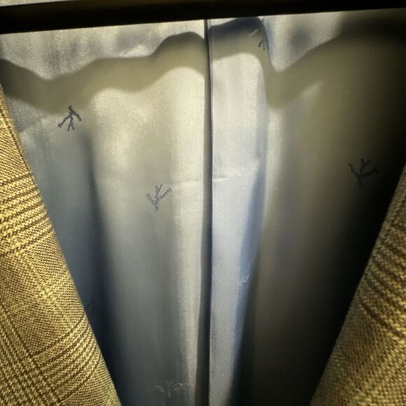 Isaia Sport Coat Mens 54EU/44US Cinnamon Green Sky Plaid AquaCashmere Blazer - Picture 5 of 14